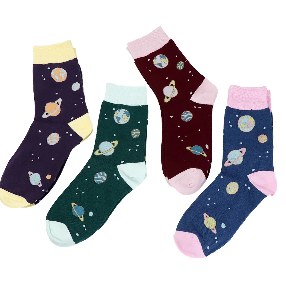 Женские милые носки с изображением космоса хлопковые чулочно-носочные изделия