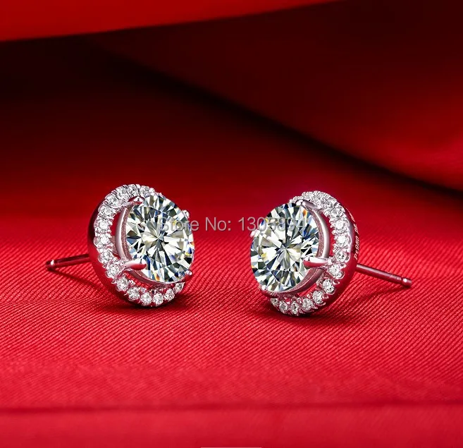 0.5CT/шт Mirco проложили отличные LC алмазные серьги гвоздики для женщин ювелирные изделия из стерлингового серебра 18 К покрытие из белого золота