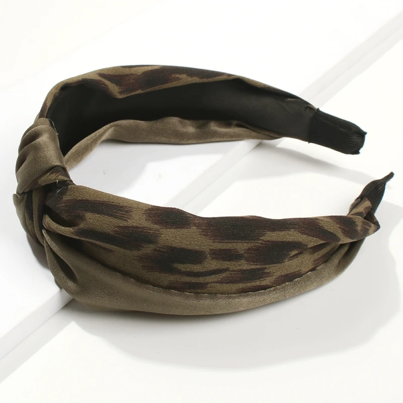 Lalynnlys винтажные панковские леопардовые повязки на голову с бантиком, волнистые полосы, эластичные цветочные аксессуары для волос в виде тюрбана для женщин F05081