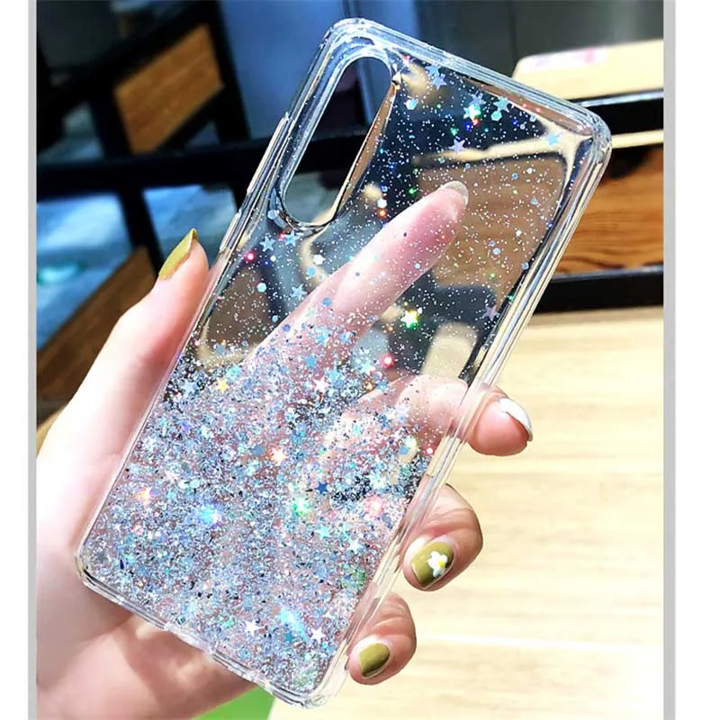 Case For Xiaomi A1 A3 A2 Lite mi 8 9 lite Redmi note 5 6 7 pro Glitter Blingbling Stars phone case soft Transparent back cover |