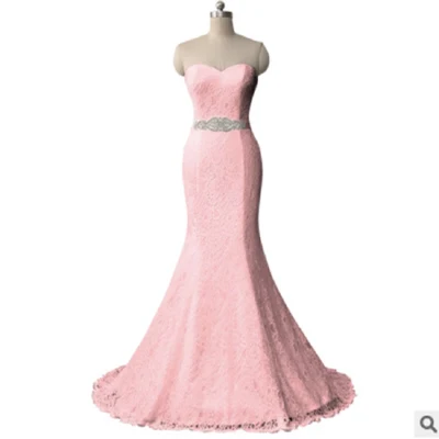 pink Fansmile Новое Simiple Mariage винтажное кружевное платье Русалка свадебное платье размера плюс подгонянное свадебное платье для невесты FSM-449M - Цвет: pink