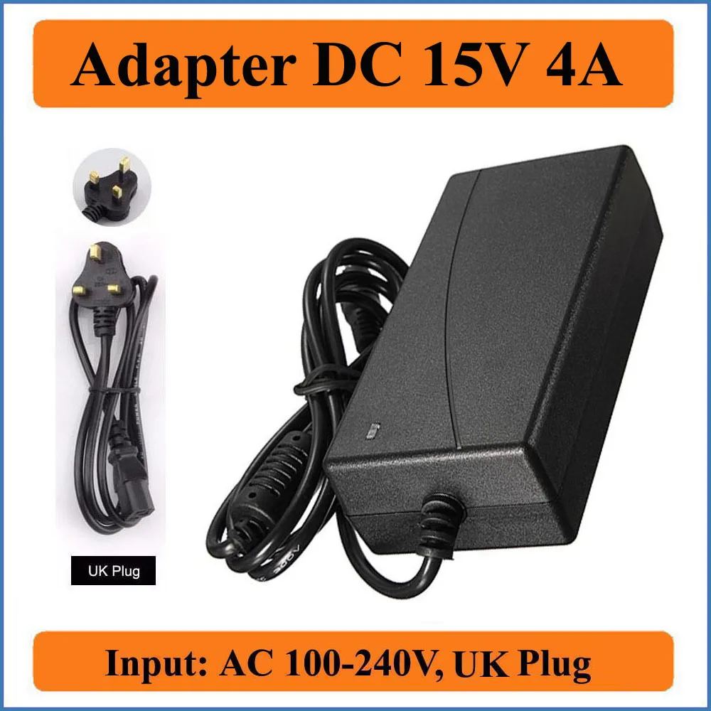 15V 4A штепсельная вилка британского стандарта AC DC адаптер переменного тока 100V-240V