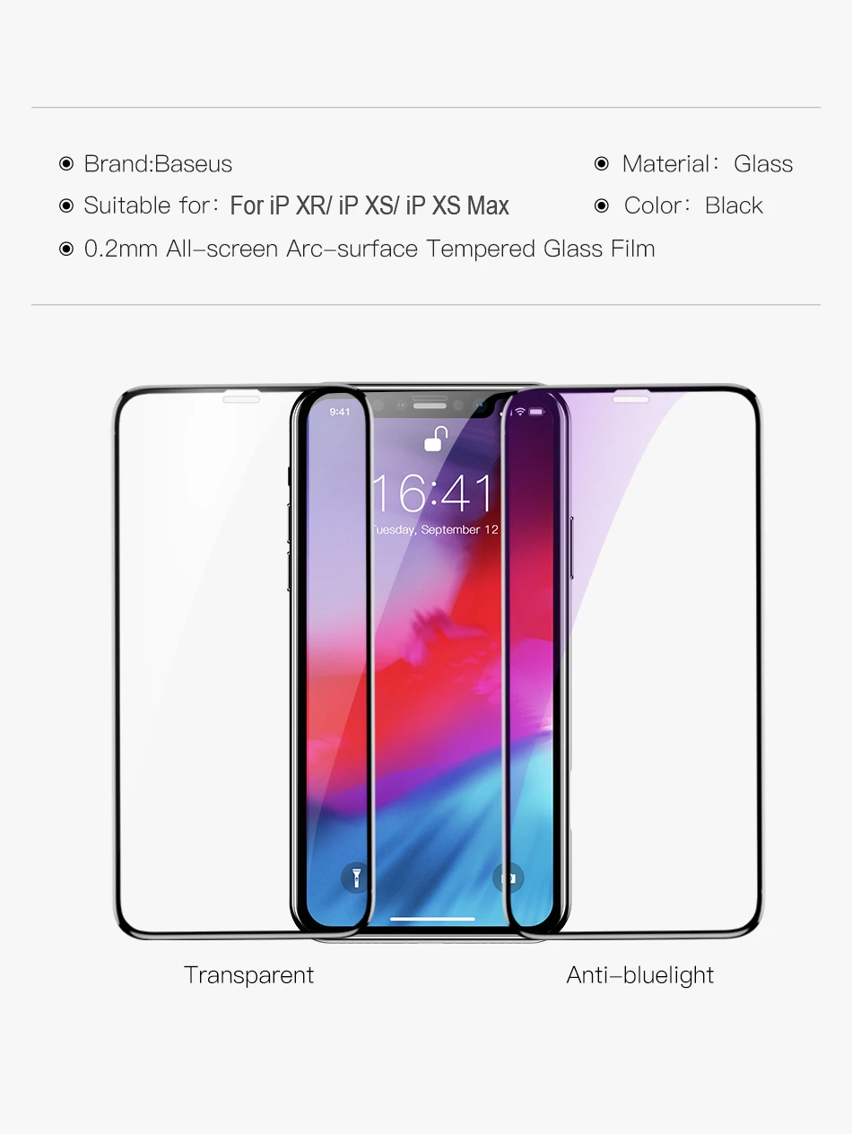 Baseus 0,2 мм Защитная пленка для экрана из закаленного стекла для iPhone XS Max XR X S R Xsmax Защитная пленка для iPhone XS