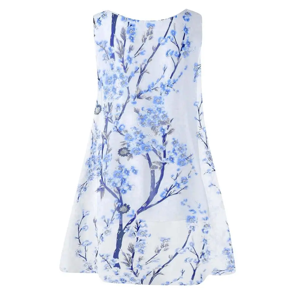 Женская Летняя Пляжная футболка без рукавов в китайском стиле с цветочным