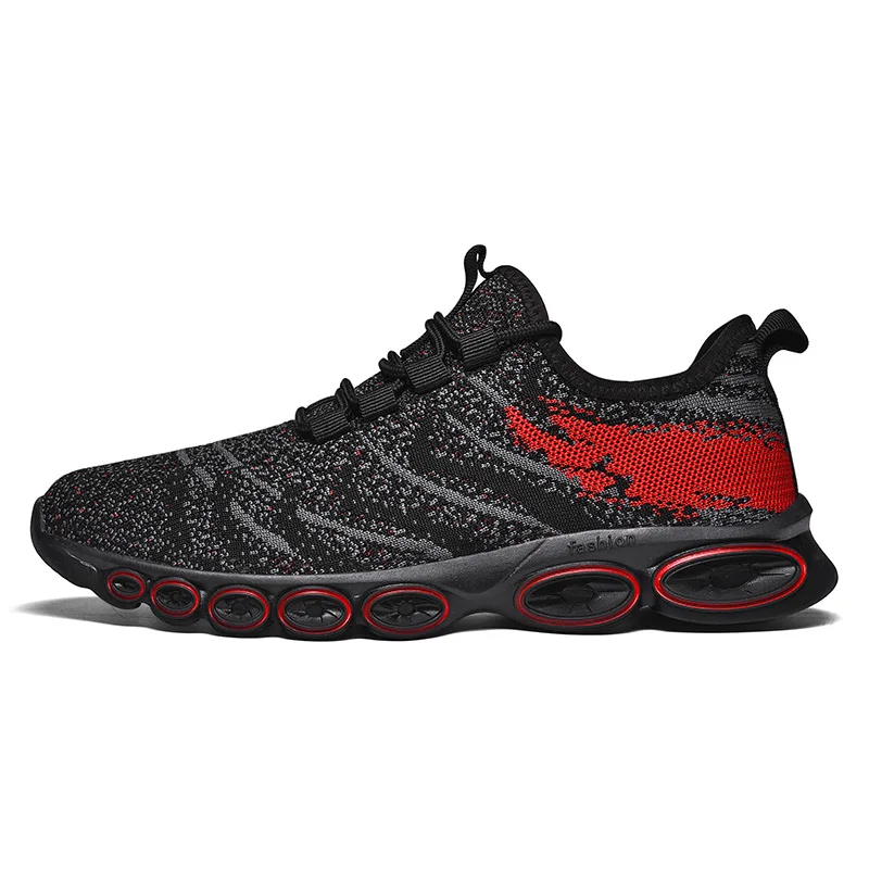 black red Обувь мужские кроссовки дышащая повседневная обувь красовки Mocassin Basket Homme удобные легкие кроссовки Chaussures для мужчин - Цвет: black red