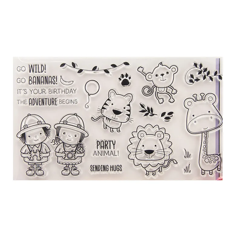 Дикие животные вечерние слова прозрачный силиконовый штамп для печати DIY