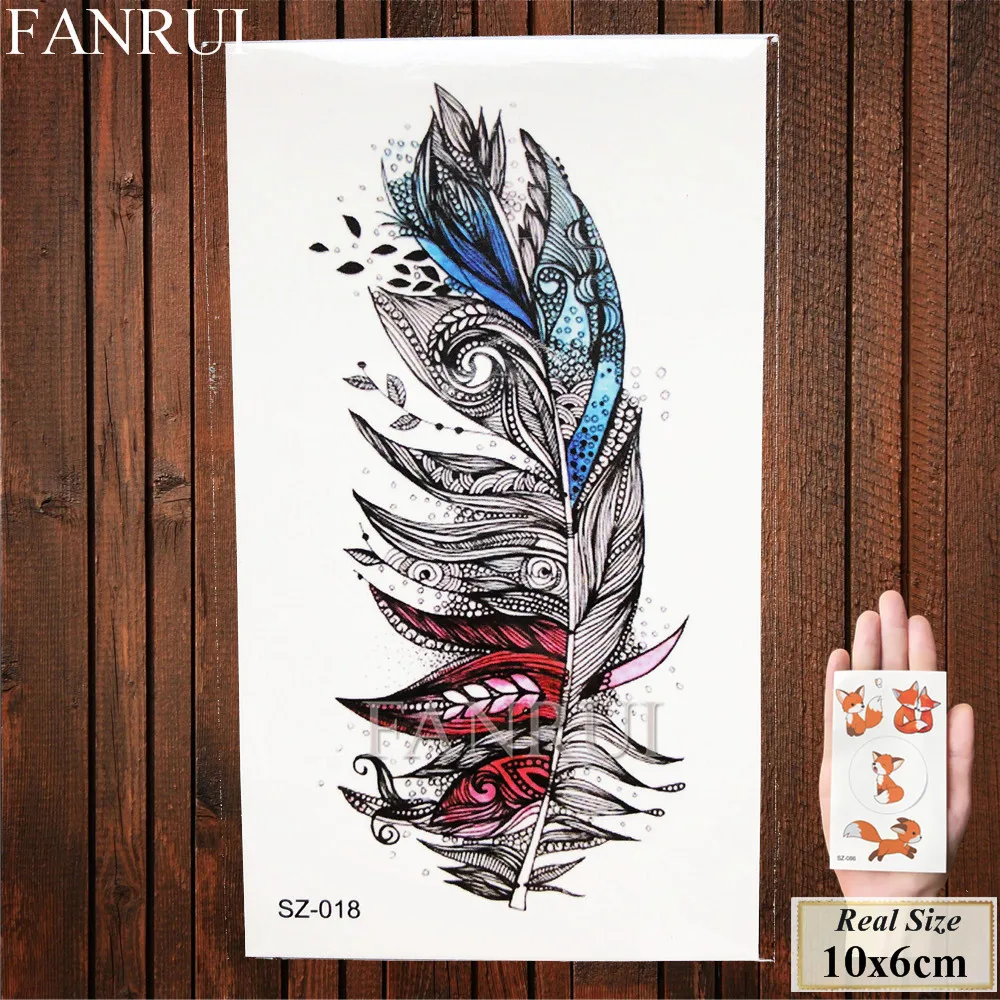 ASZ018 FANRUI, черная точка, линия, эскиз, татуировки, временные, для женщин, тело, рука, геометрические, поддельные, купить, татуировки, наклейки для мужчин, волк, лиса, водостойкие татуировки - Цвет: ASZ018