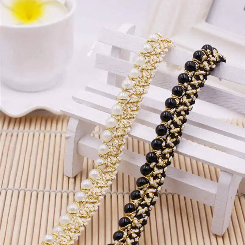 1 шт. кружевная Свадебная аппликация с имитацией жемчуга около 0 9 м|lace beading|beaded