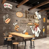 custom 3d photo wallpaper mural hand painted wood grain food pizza restaurant kitchen personality background wall decor painting