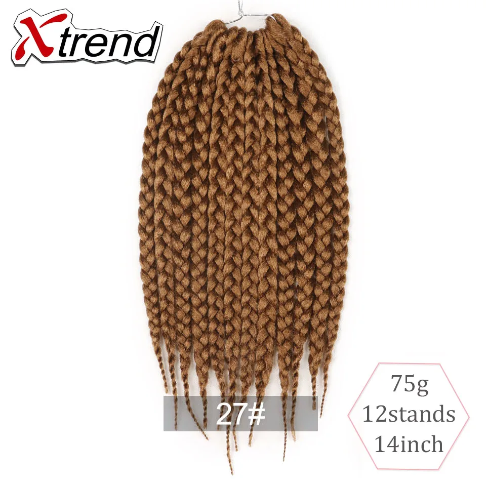 Xtrend 3S коробка коса крючком волосы 14 дюймов 12 стенды синтетические волосы для наращивания черный коричневый бордовый Высокая температура волокна 4 шт./лот - Цвет: #27