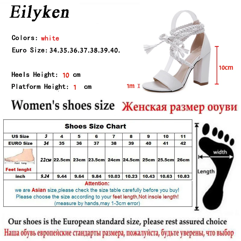 Eilyken; Новинка года; женские босоножки; модная обувь на высоком каблуке; Цвет черный, белый; женские летние босоножки с перекрестной шнуровкой; Туфли на шнуровке с открытым носком