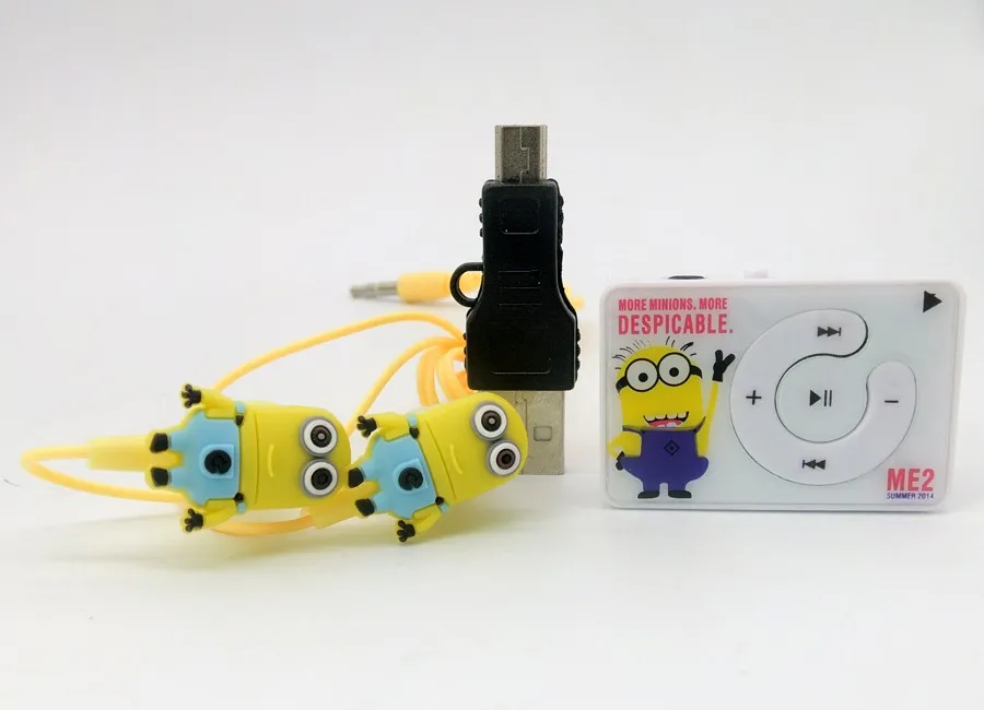 MP3 Музыкальные плееры TF карта с наушниками крутые новые Мультяшные наушники Миньоны Гадкий я Супермен музыкальный плеер и упаковка