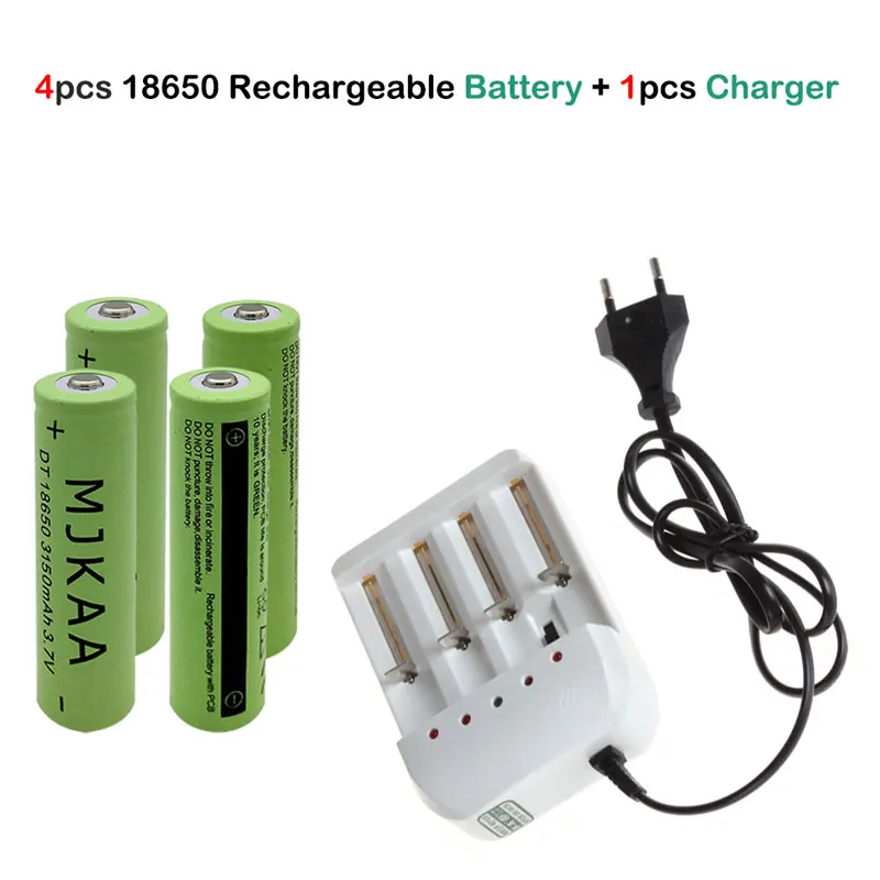 MJKAA 4 шт. 18650 3150 мАч 3,7 в аккумуляторная батарея+ зарядное устройство США ЕС вилка Ni MH/Ni Zn/литий Ii-ion батареи зарядное устройство s