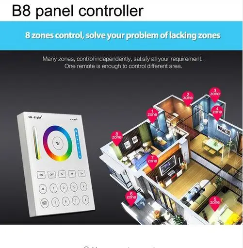 B8 panel controller Ми свет 4 W RGB CCT светодиодный Spotlight GU10 MR16 AC 110 V 220 V DC12V 2,4G РФ дистанционного Беспроводной Wi-Fi телефон приложение Управление Светодиодная лампа RGBW лампа - Испускаемый цвет: B8 panel controller