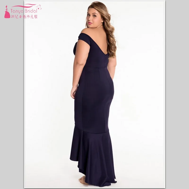 

TANYA 2019 Simple Big Size Evening Dress Off-the-Shoulder Backless Sexy Mermaid Formal Elegant Wedding Guest Dresses JQ461