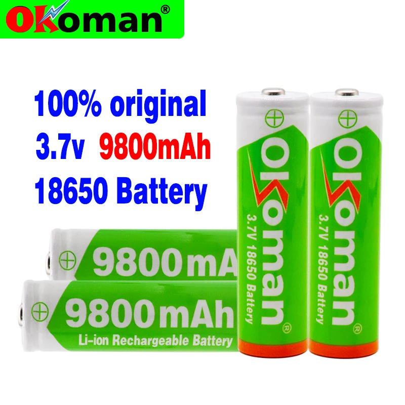 1 20 шт 3 7 в 18650 батарея литиевая 9800mAh V аккумуляторная литий ионная для фонарика