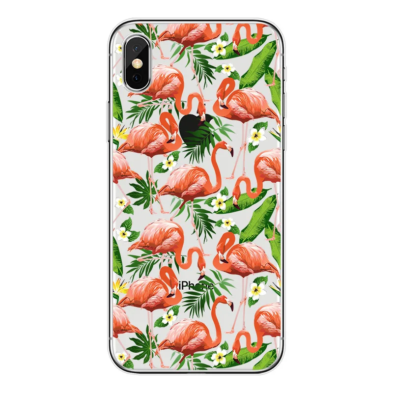 Новый мягкий силиконовый чехол для iphone 5S 5 6 6s 7 8 Plus Zebra Фламинго цветочный узор