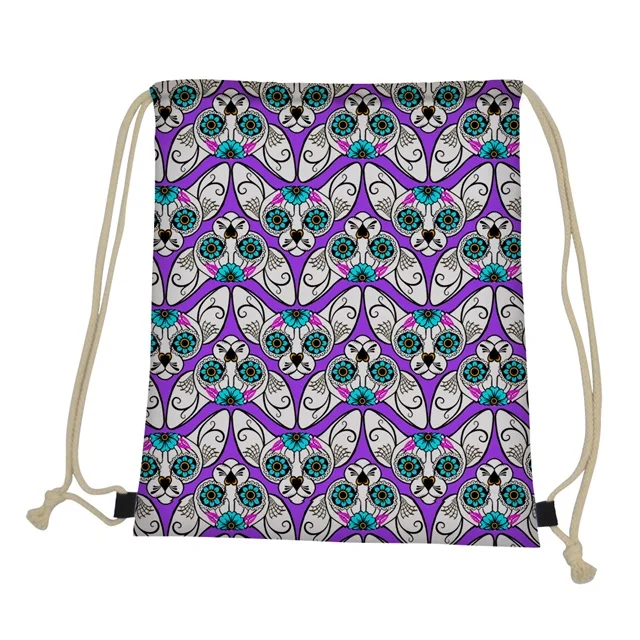 HM5238Z3 Coloranimal Сахарный Череп Кошка Сфинкс принт для женщин мужчин Drawstring сумка детей Mochilas мини рюкзак тренажерный зал мешок строка ежедневно Bagpack - Цвет: HM5238Z3