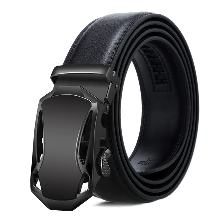Black A 150cm men belt with stainless steel automatic buckle for mens cow real genuine leather luxury quality brand designer belts140cm - Color: Black A