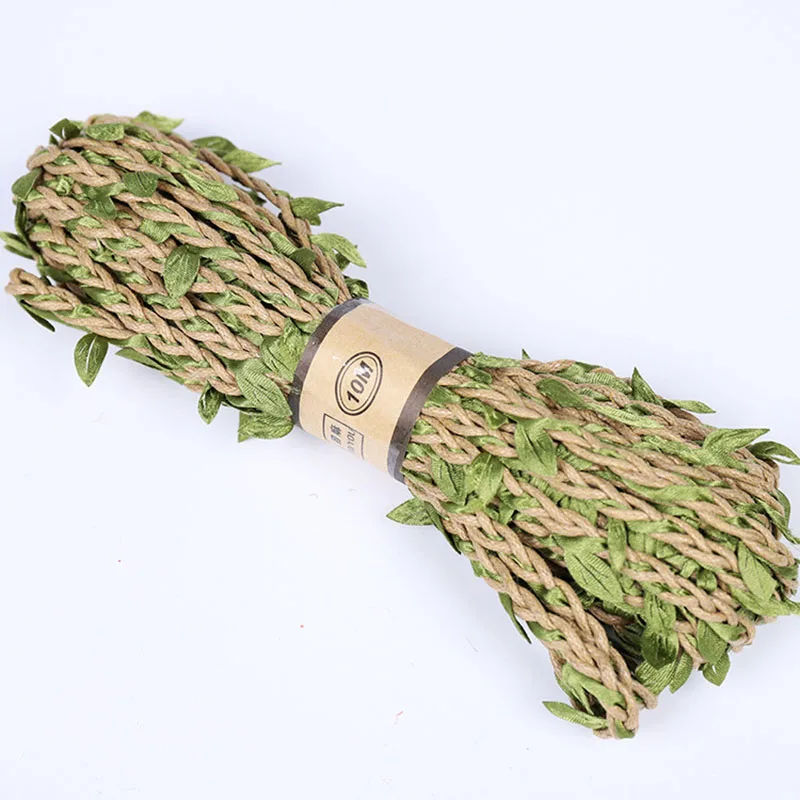 2019 New 10M DIY Leaf Rope Natural Hessian Jute Wedding Decoration Twine Burlap Ribbon Craft Vintage Home Party Decor | Дом и сад