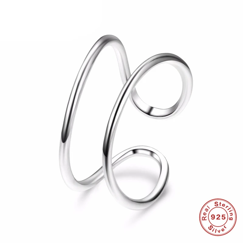 silver ROXI кольца из стерлингового серебра 925 для Для женщин Регулируемый anelli Свадебные Обручение кольца двойной Слои Модные украшения винтажный, с серебряным покрытием - Цвет основного камня: silver