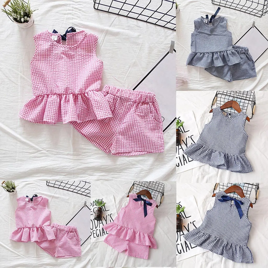 Perimedes/Лидер продаж комплект одежды для маленьких девочек roupas infantis menina клетчатый