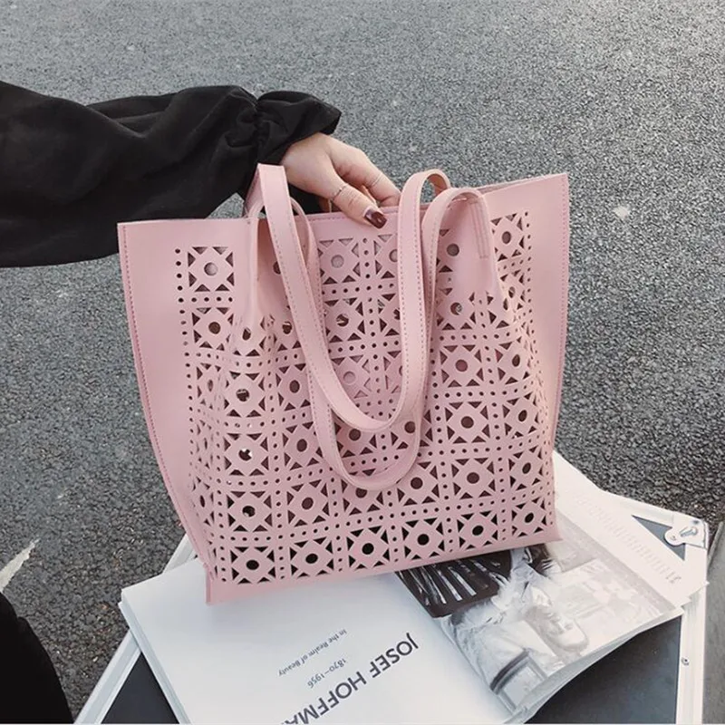 Мода большой емкости выдалбливают комплект сумок тоут женская сумка через плечо