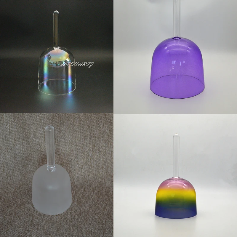 Цветная хрустальная Поющая чаша HF 4 дюйма с ручкой Радуга для вашего здоровья