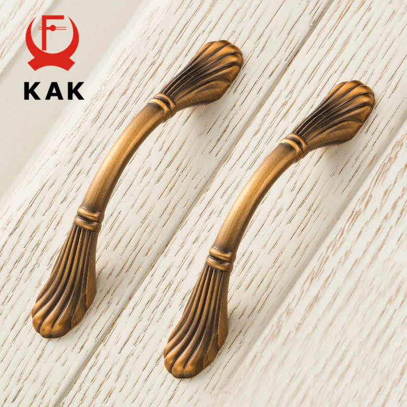 KAK European Style Antique Yellow Bronze Cabinet Handles and Knobs - Vintage Furniture Hardware for Drawers, Cupboards, and Wardrobes image 3