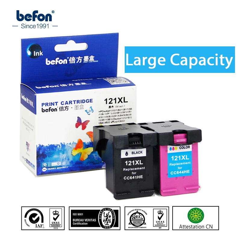 Сменный картридж befon 121XL для HP 121 XL чернильный Deskjet D2563 F4283 F2423 F2483 F2493|replacement