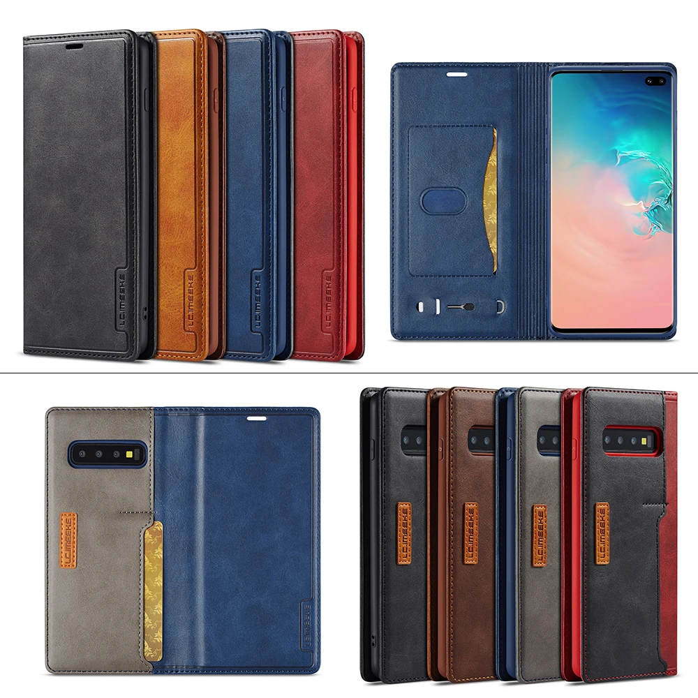 Кожаный чехол для телефона s для samsung Galaxy Note10 S10E S10 Plus S8 S9 контрастный цвет флип Fundas кожаный чехол с карманом для карт