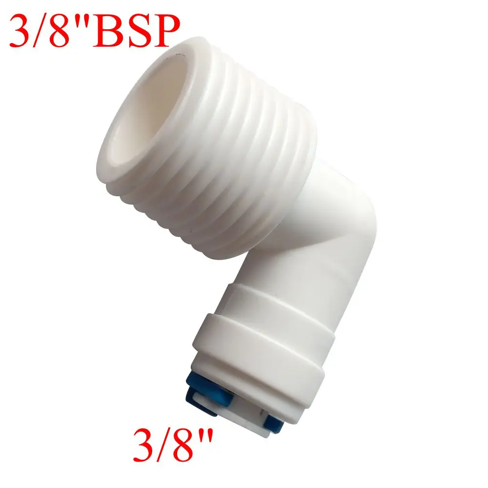 

3/8" OD Tube 3/8" BSP Male Elbow Quick Connector RO Water Purifier Reverse Osmosis Aquarium System Connector Fitting ROME-3-3