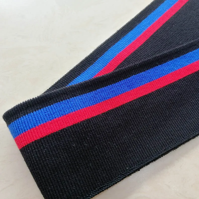 Black blue red 2 JIETAI красочные мерсеризованный хлопок трикотажные полосы ребра ткань тканевые аксессуары DIY воротник манжеты подол нижний воротник ничья текстурирование - Цвет: Black blue red 2