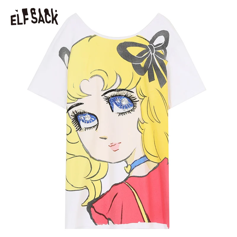 Женское платье с принтом ELF SACK черное повседневное лоскутное женское большого