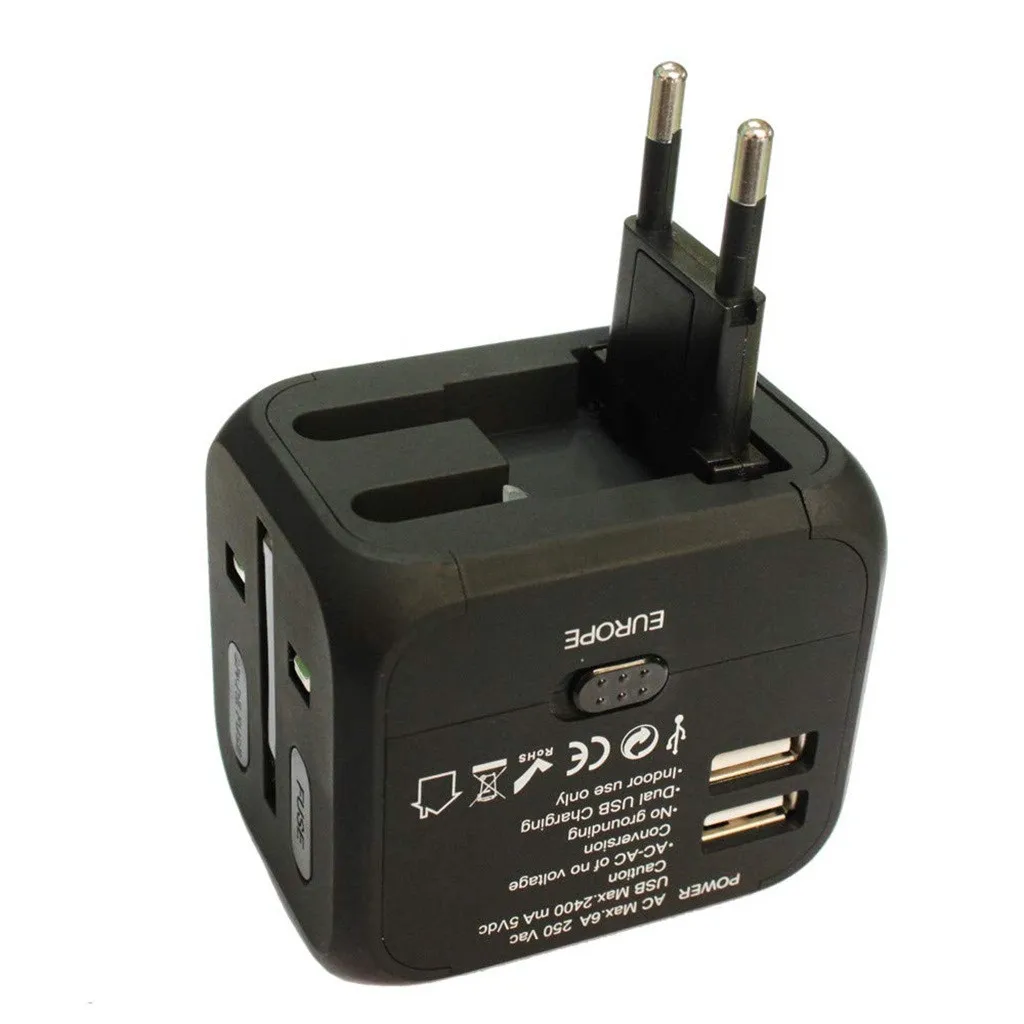 Горячая Универсальный дорожный переходник двойной usb-разъем, зарядное устройство питания Великобритании США ЕС австралийская вилка Электрический адаптер