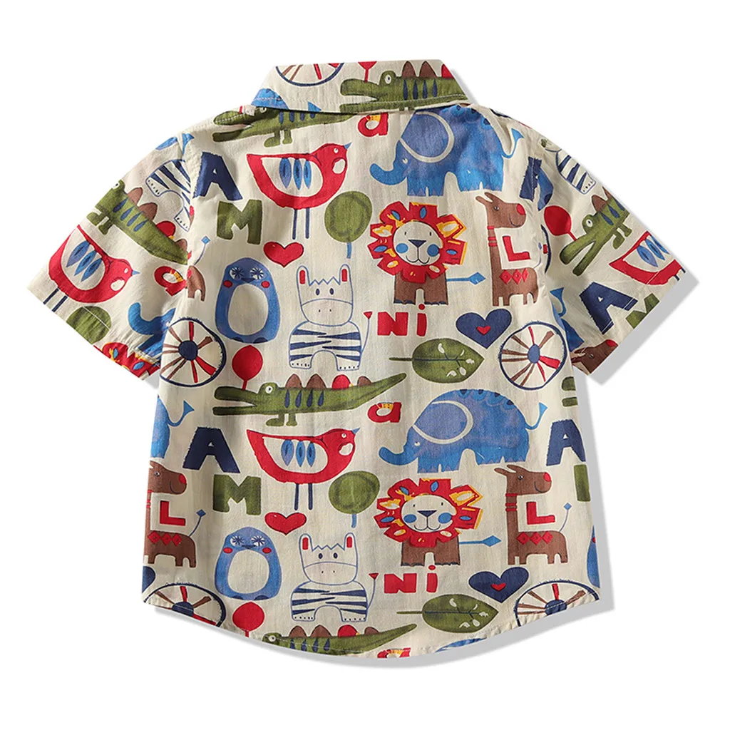 Топ с короткими рукавами и рисунком для маленьких мальчиков девочек Ropa De Bebe Ninos W521