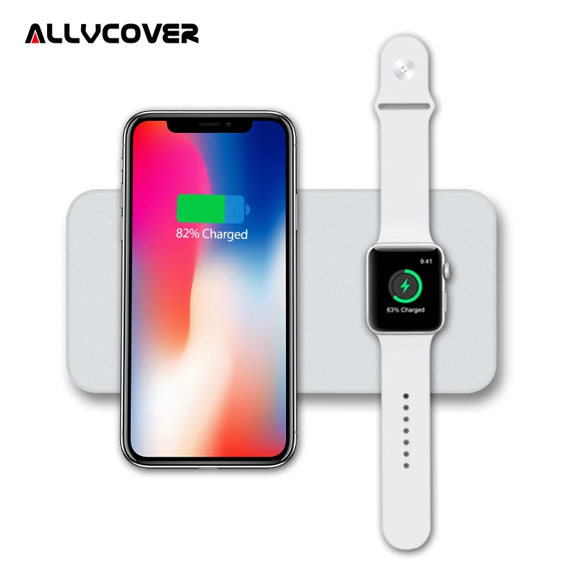 2 в 1 Qi Беспроводной Зарядное устройство для iPhone X 8 10 Вт быстрой зарядки площадку