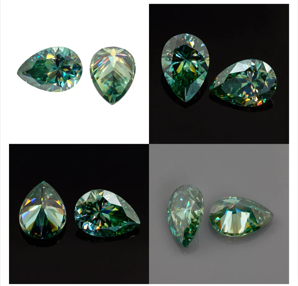 GIGAJEWE Муассанит груша огранка темно-зеленый цвет 6 мм X 8 мм 1.2ct бусины DIY драгоценный камень для изготовления ювелирных изделий подарок для девушки