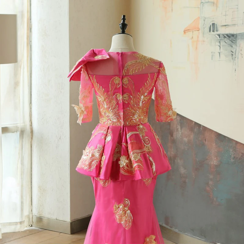Aso Ebi/длинное вечернее платье в стиле Русалочки с золотыми аппликаторами