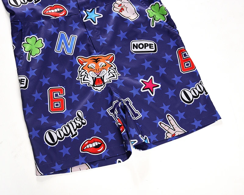 Mr.1991INC Harajuku мужские летние комбинезоны модные с коротким рукавом Комбинезоны 3D принт мультфильм тигровый Комбинезон Цельные наборы