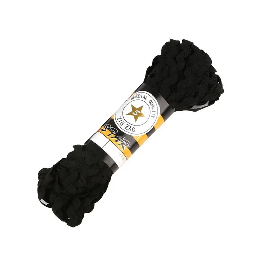 Black Новое поступление 15 ярдов/шт. 8 мм многоцветная териленовая лента Ric Rac Zig Zag кружевная обрезная лента для лоскутного ремесла украшения - Цвет: Black