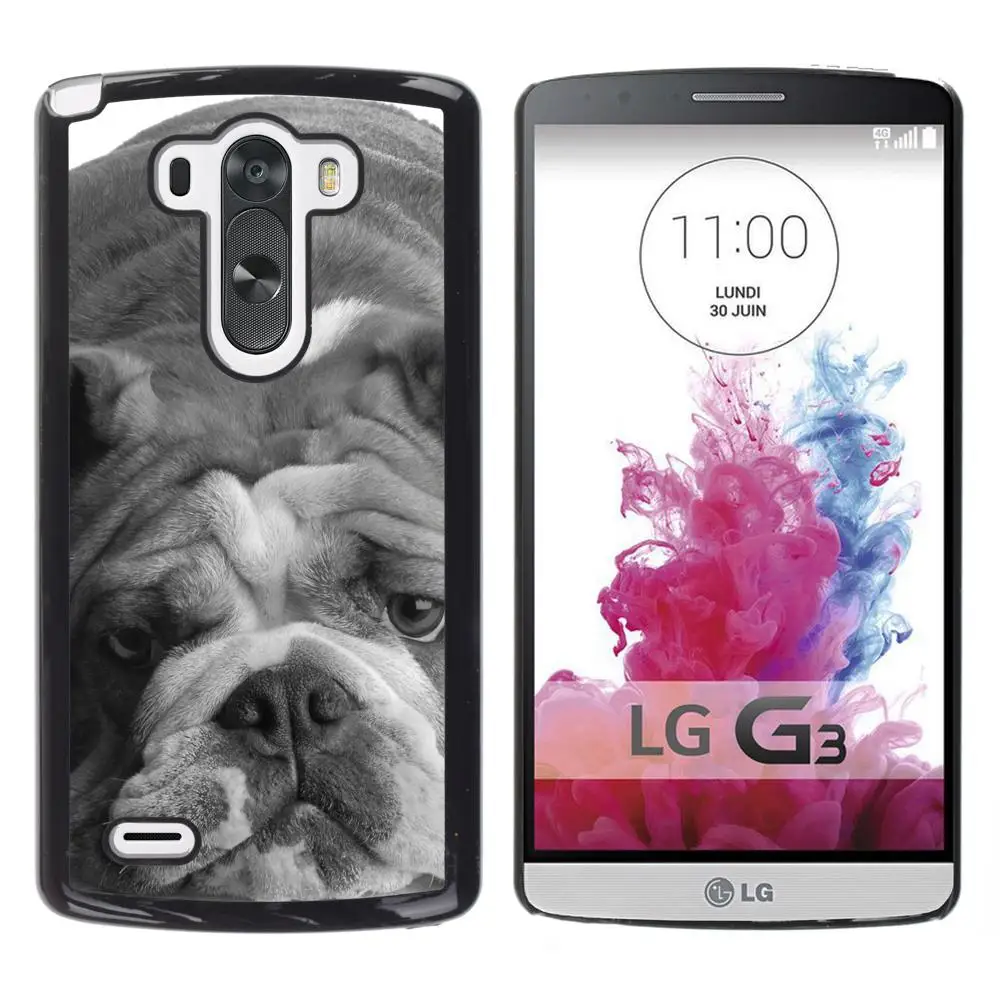English Bulldog Gray Black White Dog-Snap On Hard PC Back Shell Case For LG G3 D855 D850 D851(G3-3005500) |