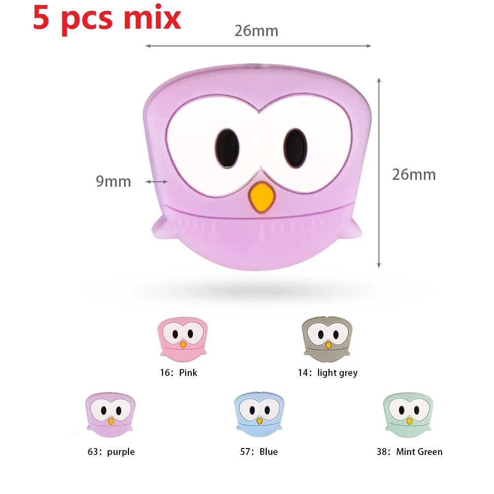TYT005-5PCS-MIX TYRY. HU 5 шт пищевого качества Детские Прорезыватели для зубов мини лиса Пингвин енот слон коала жемчужная силиконовая соска с бусами клипсы цепь сделай сам - Цвет: TYT005-5PCS-MIX