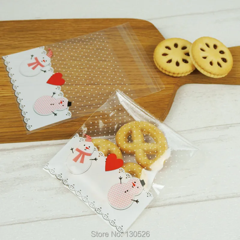 100 шт. Рождественский Снеговик печенья мешок для упаковки фестиваль подарки