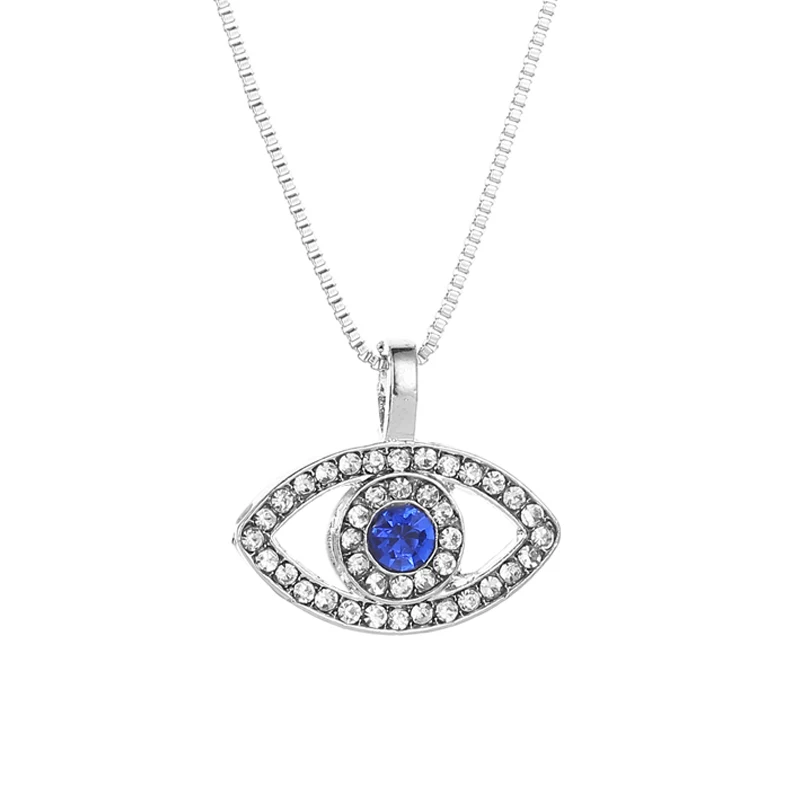 

Creative Blue Evil Eye Bling Starry Crystal Silver Plated Necklaces for Women