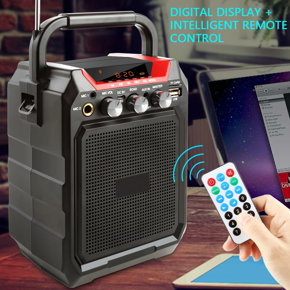 Itu'f портативный Bluetooth динамик беспроводная 3D Звуковая система стерео музыкальный сабвуфер поддержка AUX FM TF микрофон Пульт дистанционного управления