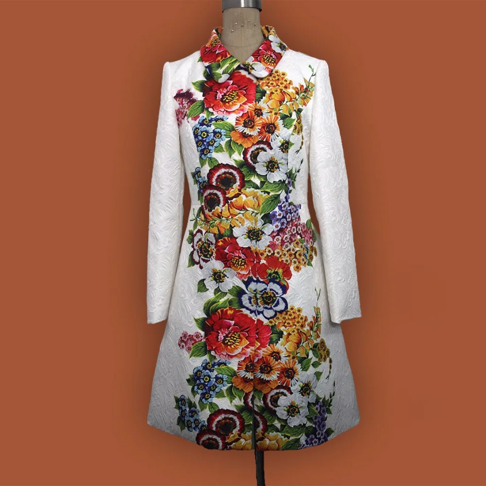 2017 новое зимнее жаккардовое Женское пальто с принтом высокого качества модное