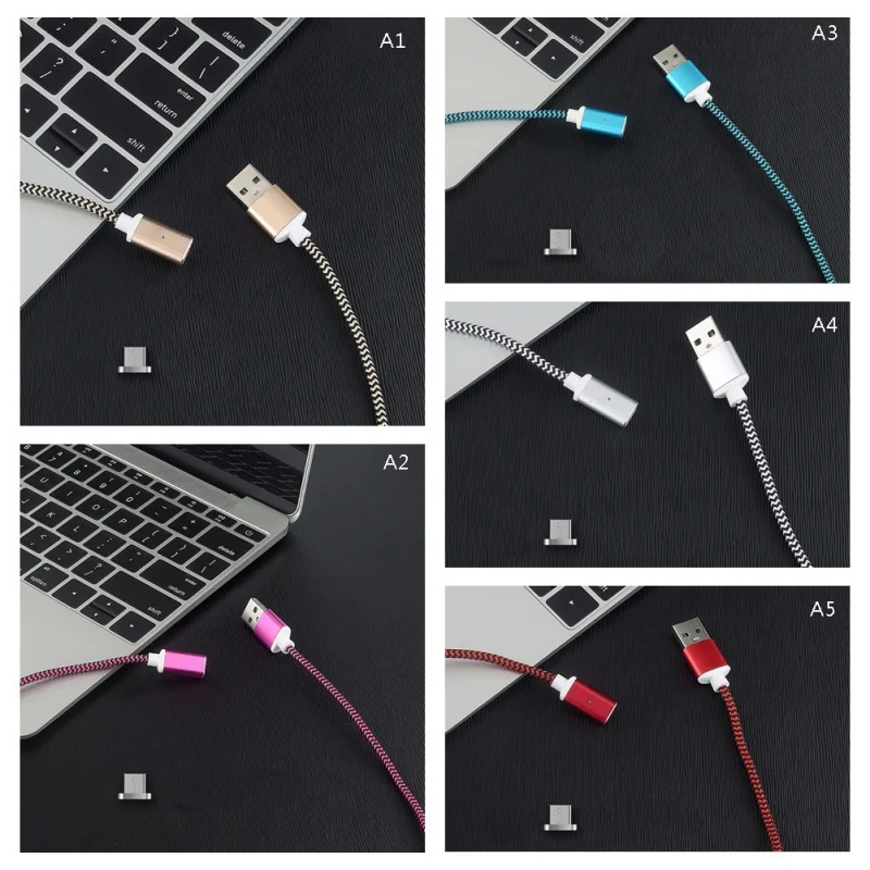 3 в 1 Магнитный кабель Micro USB Type C Быстрая зарядка нейлон синхронизировать