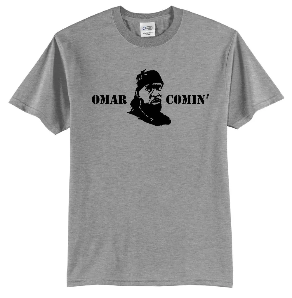 Omar Comin' Little Logo The Wire T-Shirt Gangster Custom Urban Street-Wear Men 2019 Funny Cotton Tees Short Sleeve | Мужская одежда