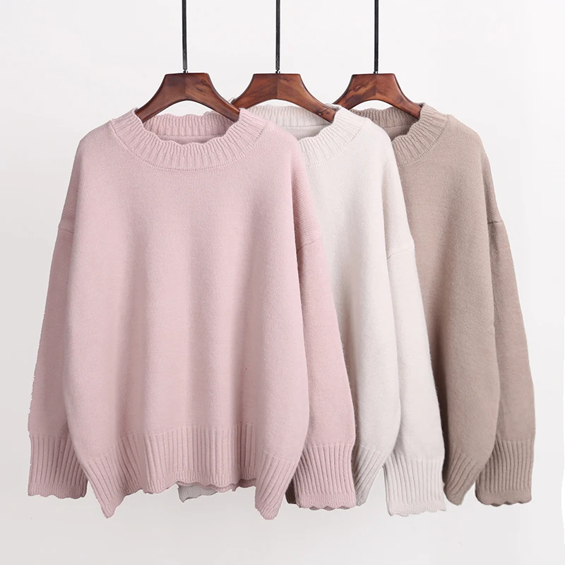 

Fashion Women Chic Pullover and Sweaters 2019 New Candy Color Pull Jumpers Long Sleeve Loose Oversized Sweater Shirt